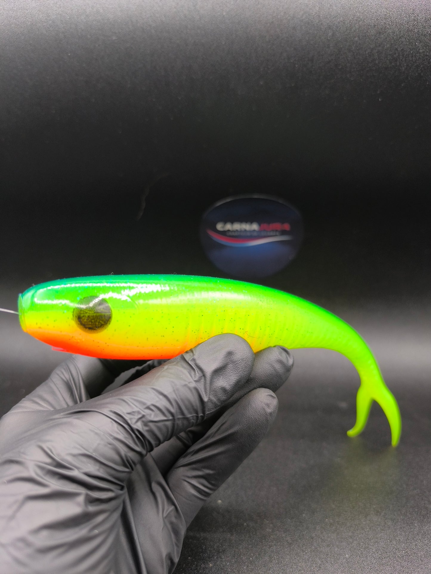 Carnasplit 200 Fire Green, leurre souple finesse 20 cm pour la pêche du brochet et du sandre avec coloris attractif et nage discrète.