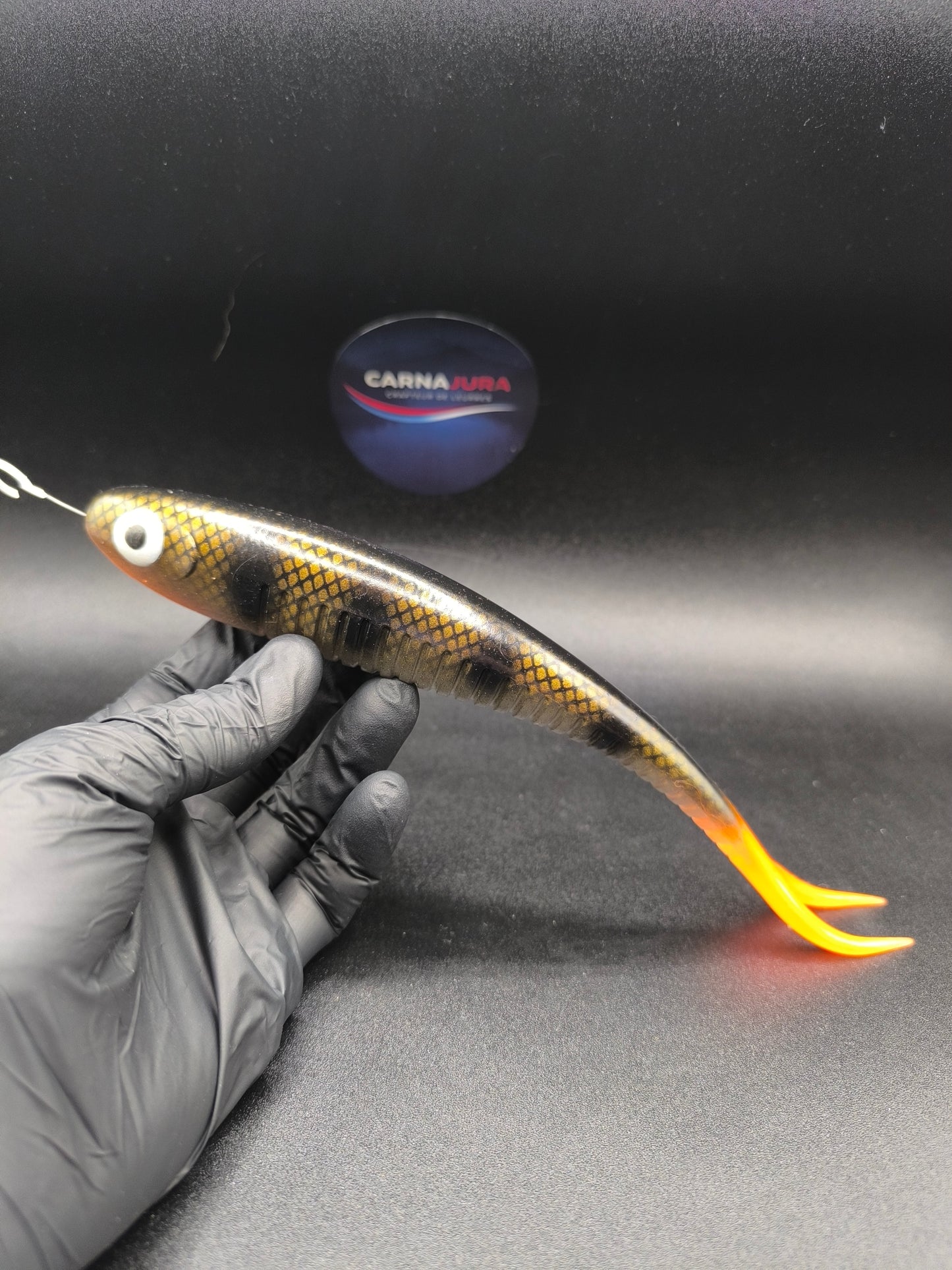 Carnasplit 250 Golden Perch, leurre souple finesse 25 cm pour la pêche du brochet et du sandre avec nage discrète en eau claire.