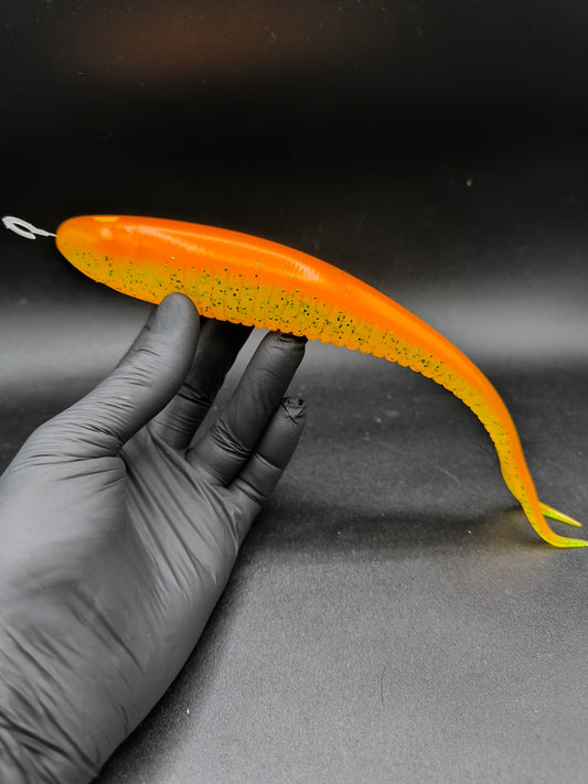 Carna Split 250 orange jaune chartreux Carnajura leurre souple brochet