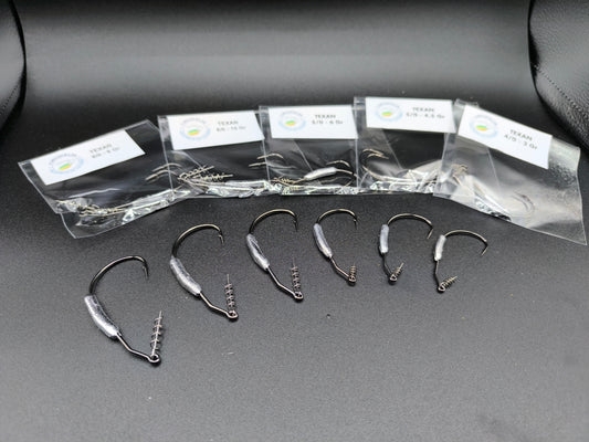 Hameçon texan plombé Drop Dead Weighted pour leurres souples, idéal pour les montages weedless et la pêche du brochet ou du sandre.
