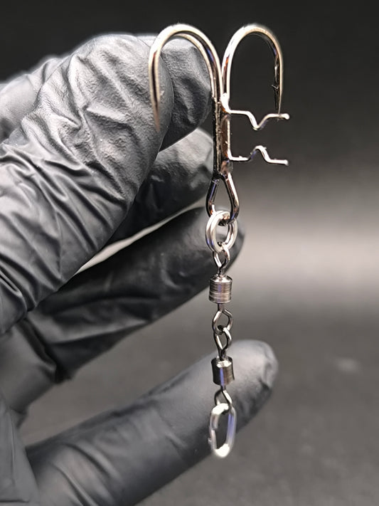 Stinger Carnajura pélagique System 1/0, montage voleur pour leurre souple permettant d’optimiser les ferrages en pêche du brochet et du sandre.