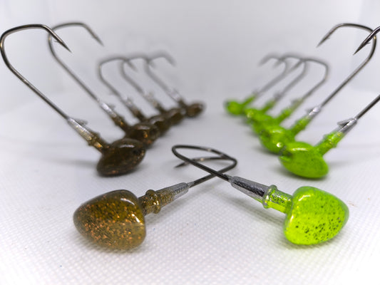 Tête plombée Shaky Head pour leurre souple finesse, idéale pour la pêche du sandre et de la perche en animation lente sur le fond.