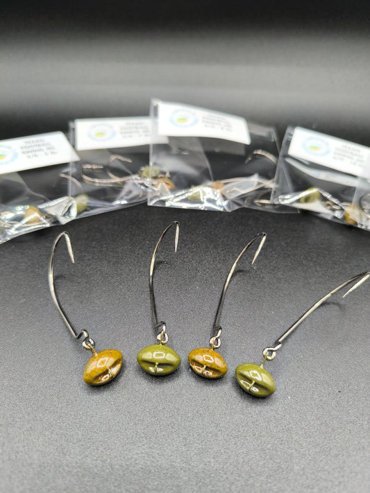 Hameçon texan swinging jig football pour leurre souple, montage articulé idéal pour pêcher le brochet et le sandre près du fond.